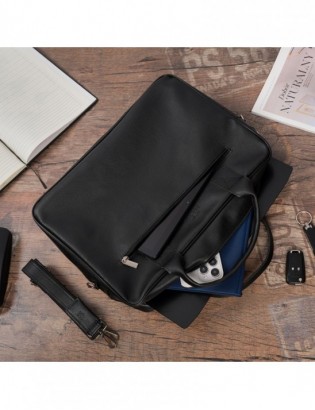 Torba męska skóra ekologiczna na dokumenty A4 laptopa czarna Beltimore M06 - zdjęcie 2