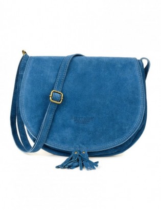 Niebieska Torebka podkówka listonoszka damska skóra włoska miękka B66 - zdjęcie 1