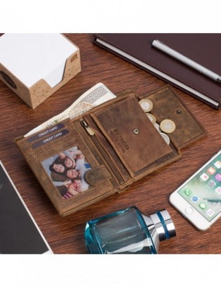 Portfel skórzany męski brązowy nubuk skóra Ciężarówka Tir RFiD Beltimore R89 - zdjęcie 3