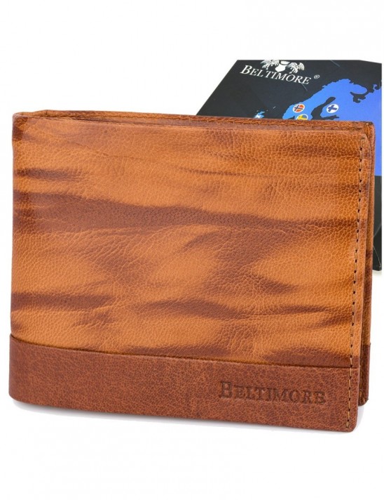 Portfel skórzany męski poziomy klasyczny brązowy RFiD Beltimore D34
