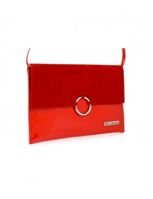 Czerwona oryginalna damska torebka kopertówka na pasku usztywniana W63 - zdjęcie 1