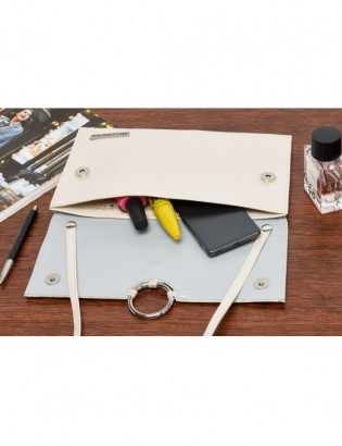 Różowo- kolorowa oryginalna damska torebka kopertówka na pasku usztywniana W63 - zdjęcie 5