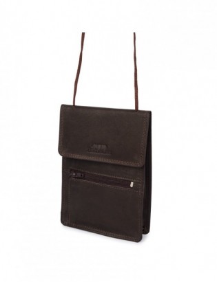 ETUI saszetka PASZPORTÓWKA na szyję dokumenty skórzana podróżna ciemny brąz Beltimore D78 - zdjęcie 3