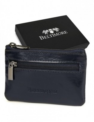 Granatowe skórzane etui na klucze z pudełkiem Beltimore E44 - zdjęcie 1