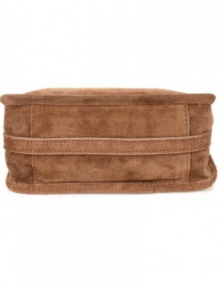 Taupe skórzana listonoszka damska włoska zamszowa kuferek Beltimore B64 - zdjęcie 9