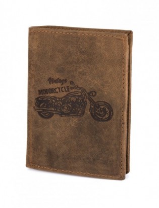Portfel skórzany męski brązowy nubuk skóra motor RFiD Beltimore R90 - zdjęcie 4