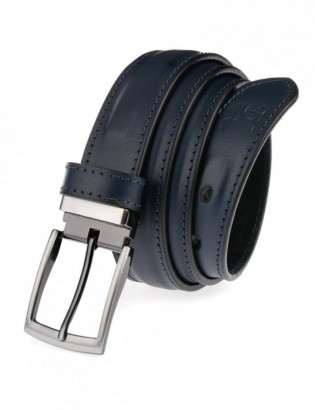 Pasek Męski Skórzany Pudełko granatowy metal klamra BELTIMORE A60 - zdjęcie 1