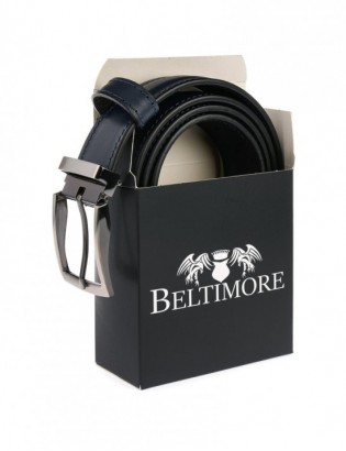 Pasek Męski Skórzany Pudełko granatowy metal klamra BELTIMORE A60 - zdjęcie 5