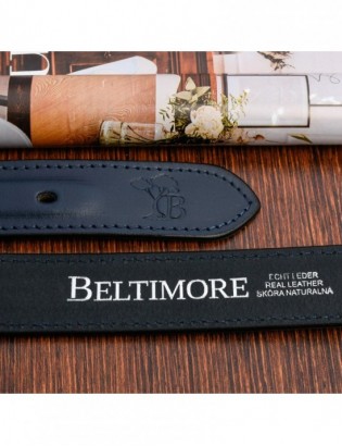 Pasek Męski Skórzany Pudełko granatowy metal klamra BELTIMORE A60 - zdjęcie 6