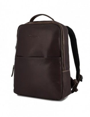 Plecak skórzany na laptopa 15,6 biznesowy duży A4 pojemny brązowy premium Beltimore N05 - zdjęcie 1