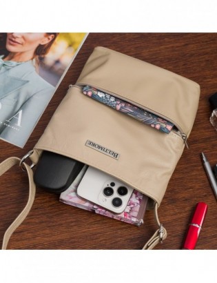 Torebka damska skórzana listonoszka elegancka mała beżowa Beltimore L49 - zdjęcie 2