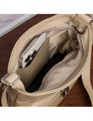 Torebka damska skórzana listonoszka elegancka mała beżowa Beltimore L49 - zdjęcie 3