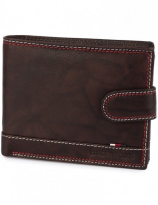 Portfel skórzany męski klasyczny poziomy z flagą brązowy RFiD Beltimore D27 - zdjęcie 3