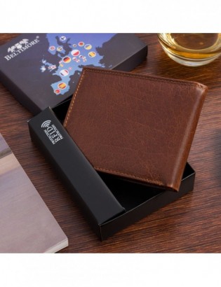 Portfel skórzany męski poziomy klasyczny brązowy RFiD Beltimore D40 - zdjęcie 4