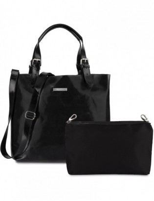 Torebka damska skórzana shopperka duża torba pojemna A4 skóra naturalna czarna Beltimore N27 - zdjęcie 1