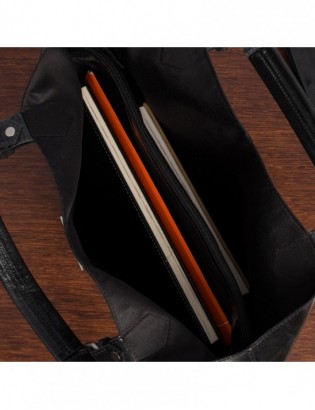 Torebka damska skórzana shopperka duża torba pojemna A4 skóra naturalna czarna Beltimore N27 - zdjęcie 7