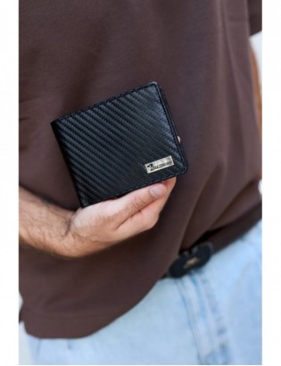 Męski portfel skórzany klasyczny RFiD duży czarny carbon premium Beltimore P01 - zdjęcie 2