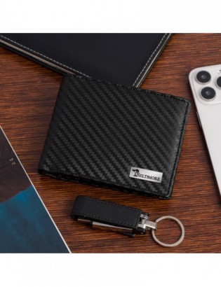 Męski portfel skórzany klasyczny RFiD duży czarny carbon premium Beltimore P01 - zdjęcie 5