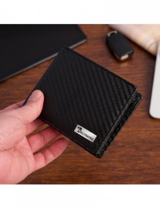 Męski portfel skórzany klasyczny RFiD duży czarny carbon premium Beltimore P01 - zdjęcie 8