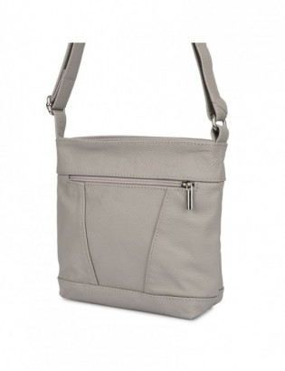 Torebka damska skórzana listonoszka mała premium klasyczna jasno szara Beltimore L58 - zdjęcie 7