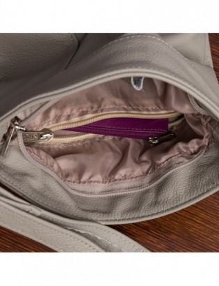 Torebka damska skórzana listonoszka mała premium klasyczna jasno szara Beltimore L58 - zdjęcie 10