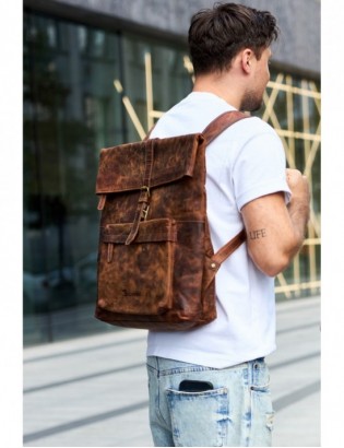 Plecak skórzany na laptopa 15,6 biznesowy duży A4 pojemny brązowy premium Beltimore N20 - zdjęcie 2