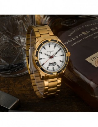 Zegarek męski bransoleta duży solidny z datownikiem złoty premium Beltimore BT03 - zdjęcie 2