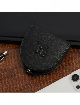 Podkówka portfel etui na pieniądze skórzana bilonówka banknotówka Beltimore czarna G83 - zdjęcie 2