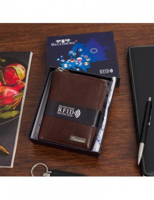 Męski portfel skórzany duży pionowy PREMIUM LEGENDARNA SKÓRA lico brązowy Beltimore P08 - zdjęcie 2