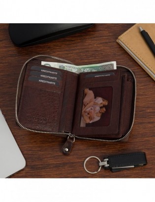 Męski portfel skórzany duży pionowy PREMIUM LEGENDARNA SKÓRA lico brązowy Beltimore P08 - zdjęcie 4