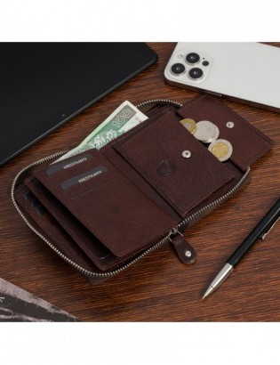 Męski portfel skórzany duży pionowy PREMIUM LEGENDARNA SKÓRA lico brązowy Beltimore P08 - zdjęcie 5