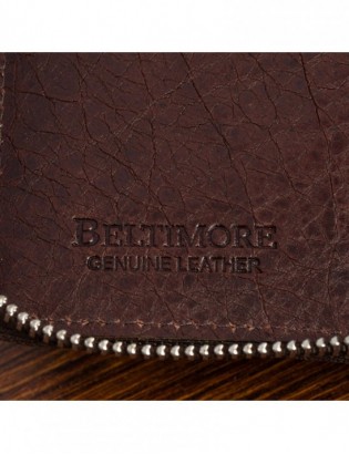 Męski portfel skórzany duży pionowy PREMIUM LEGENDARNA SKÓRA lico brązowy Beltimore P08 - zdjęcie 7