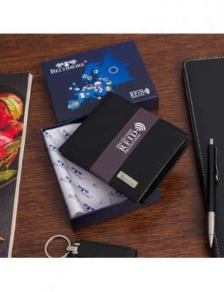 Męski portfel skórzany klasyczny duży poziomy czarny skóra nat Beltimore P09 - zdjęcie 2