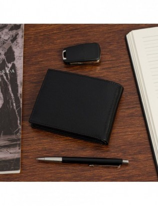 Męski portfel skórzany klasyczny duży poziomy czarny skóra nat Beltimore P09 - zdjęcie 3