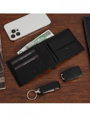 Męski portfel skórzany klasyczny duży poziomy czarny skóra nat Beltimore P09 - zdjęcie 4