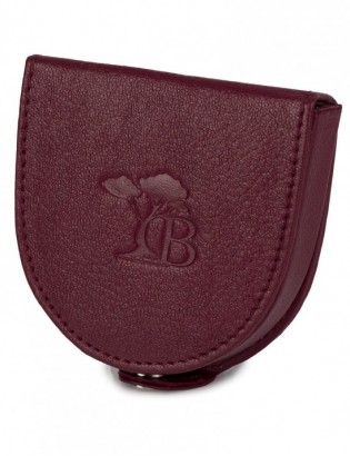 Podkówka portfel etui na pieniądze skórzana bilonówka banknotówka Beltimore burgund G83 - zdjęcie 1