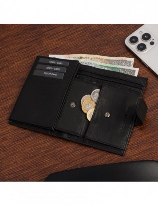 Męski portfel skórzany klasyczny duży pionowy czarny skóra nat Beltimore K47 - zdjęcie 6