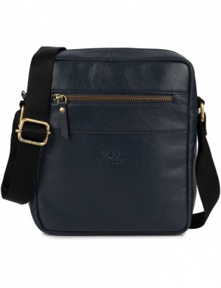 Męska torba skórzana na ramię listonoszka sportowa mocna granatowa Beltimore N17 - zdjęcie 1