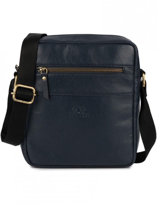 Męska torba skórzana na ramię listonoszka sportowa mocna granatowa Beltimore N17