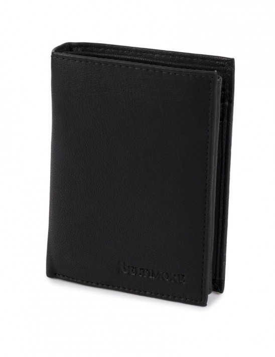 Męski portfel skórzany klasyczny duży pionowy czarny skóra nat Beltimore K48