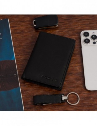 Męski portfel skórzany klasyczny duży pionowy czarny skóra nat Beltimore K48 - zdjęcie 2