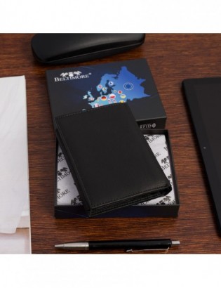 Męski portfel skórzany klasyczny duży pionowy czarny skóra nat Beltimore K48 - zdjęcie 3