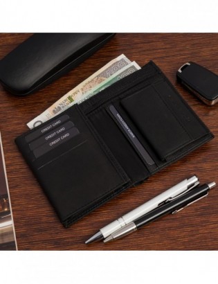 Męski portfel skórzany klasyczny duży pionowy czarny skóra nat Beltimore K48 - zdjęcie 4