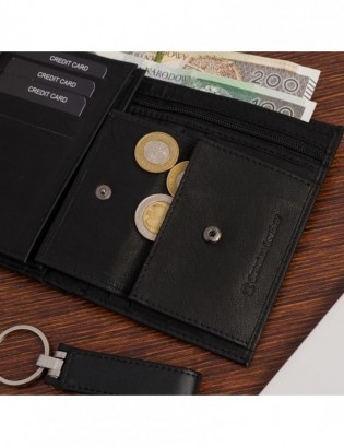Męski portfel skórzany klasyczny duży pionowy czarny skóra nat Beltimore K48 - zdjęcie 6