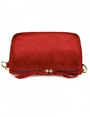 Skórzana listonoszka damska włoska zamszowa kuferek czerwona Beltimore B64 - zdjęcie 5