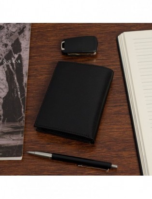 Portfel męski skórzany klasyczny czarny licowy pionowy PREMIUM Beltimore P13 - zdjęcie 3