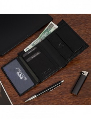 Portfel męski skórzany klasyczny czarny licowy pionowy PREMIUM Beltimore P13 - zdjęcie 5