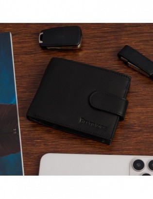 Męski portfel skórzany klasyczny duży poziomy czarny skóra nat Beltimore K43 - zdjęcie 2