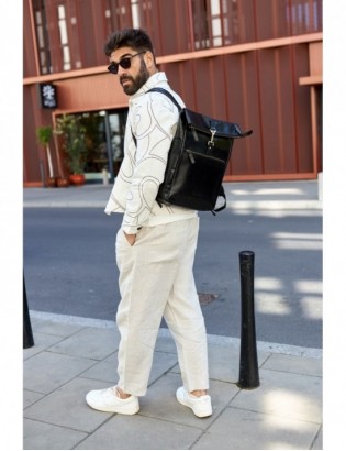 Plecak skórzany na laptopa 15,6 biznesowy duży A4 pojemny czarny premium Beltimore N19 - zdjęcie 2