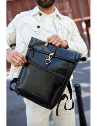 Plecak skórzany na laptopa 15,6 biznesowy duży A4 pojemny czarny premium Beltimore N19 - zdjęcie 4